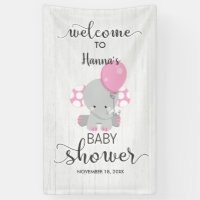 Baby shower d'éléphant blanc et rose