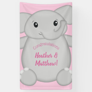 Banderoles Baby shower d'éléphant rose