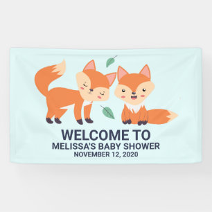 Banderoles Baby shower d'illustration graphique de renards or