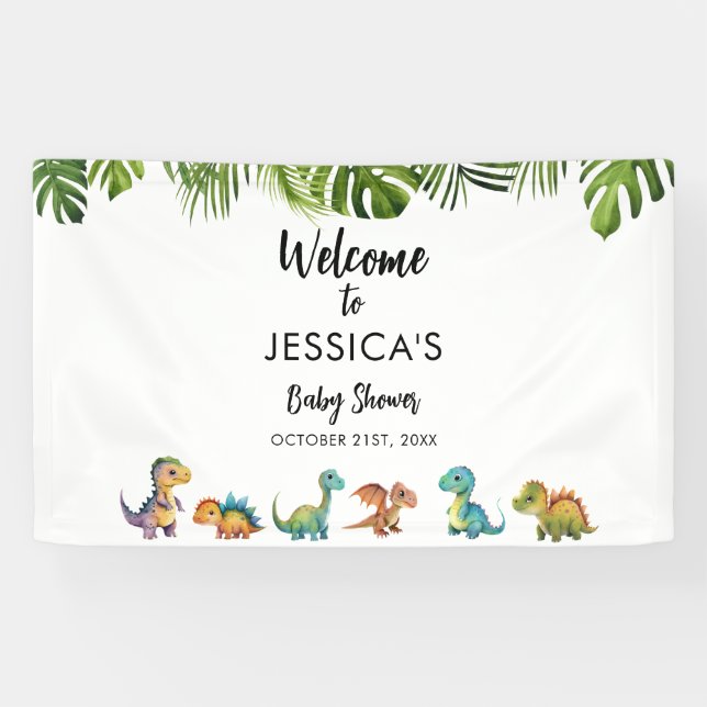 Banderoles Baby shower Dinosaur Bienvenue (Horizontal)