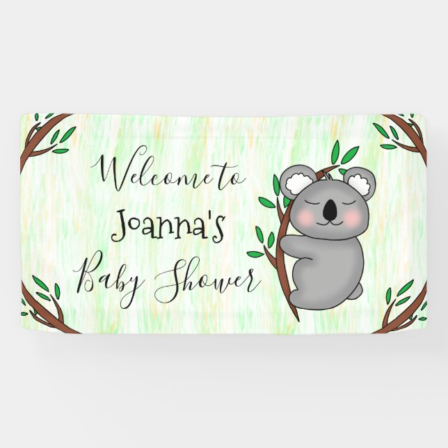 Banderoles Baby shower d'ours Koala personnalisé (Horizontal)