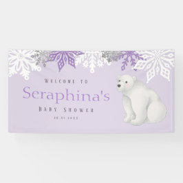 Banderoles Baby shower d'ours polaire violet d'hiver
