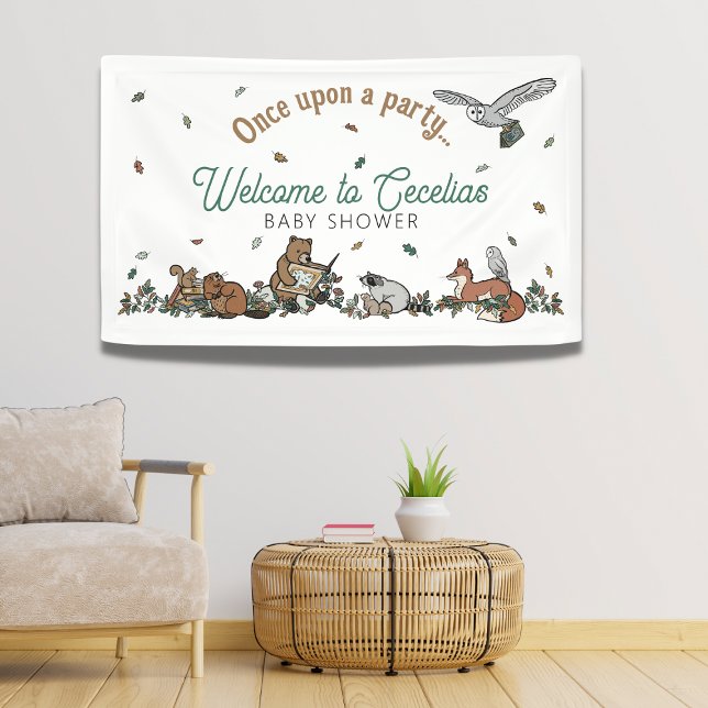Banderoles Baby shower du livre d'histoire Woodland Bienvenue (Woodland Storybook Welcome Banner)