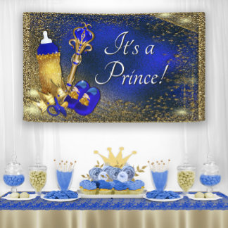 Banderoles Baby Shower du Petit Prince Bleu Royal Or
