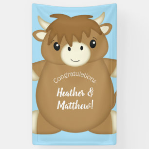 Banderoles Baby shower écossais de vache Highland Blue