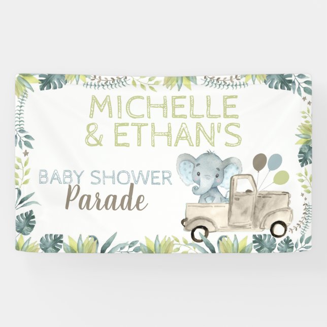 Banderoles Baby shower éléphant (Horizontal)