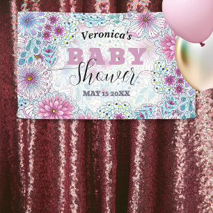 Banderoles Baby shower enchanteur de fleurs de prairie bohème