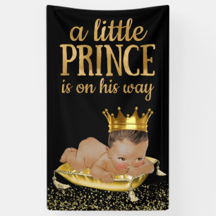 Banderoles Baby Shower Ethnique Prince Noir et Or