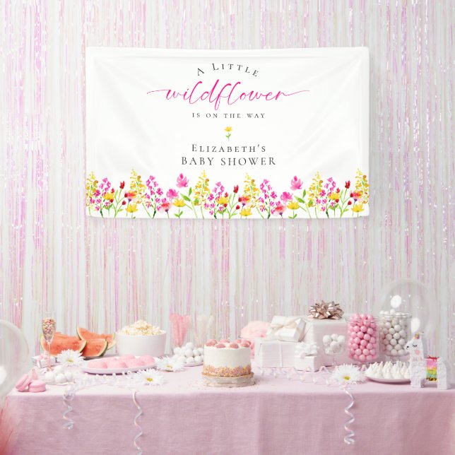 Banderoles Baby shower fleur sauvage Aquarelle Florale fond (Fête)