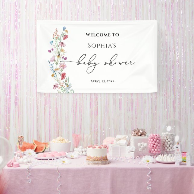 Banderoles Baby shower fleur sauvage Bienvenue (Fête)