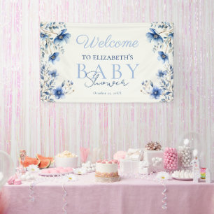 Banderoles Baby shower Fleur sauvage foncé et Dusty