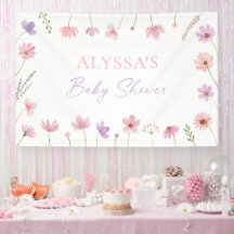 Baby shower Fleur sauvage rose violet