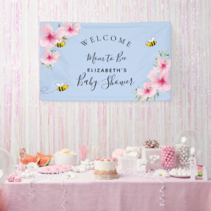 Banderoles Baby shower fleurs roses garçon bleu maman à être