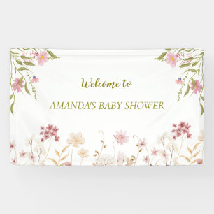 Banderoles Baby Shower Fleurs Sauvages Élégantes