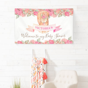 Banderoles Baby shower Floral d'écureuil forestier Bienvenue