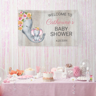 Banderoles Baby shower Floral d'éléphant doux Bienvenue