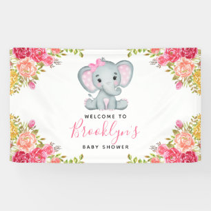 Banderoles Baby shower Floral Elephant Girl