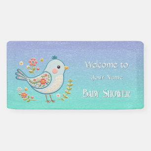 Banderoles Baby shower Floral Little Blue Bird
