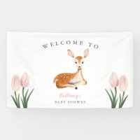 Baby shower floral rose cerf rustique Bienvenue