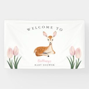 Banderoles Baby shower floral rose de Cerf russe Bienvenue