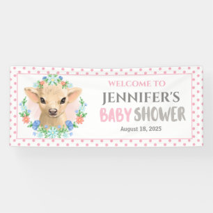 Banderoles Baby shower floral rose Vache mignonne customisé