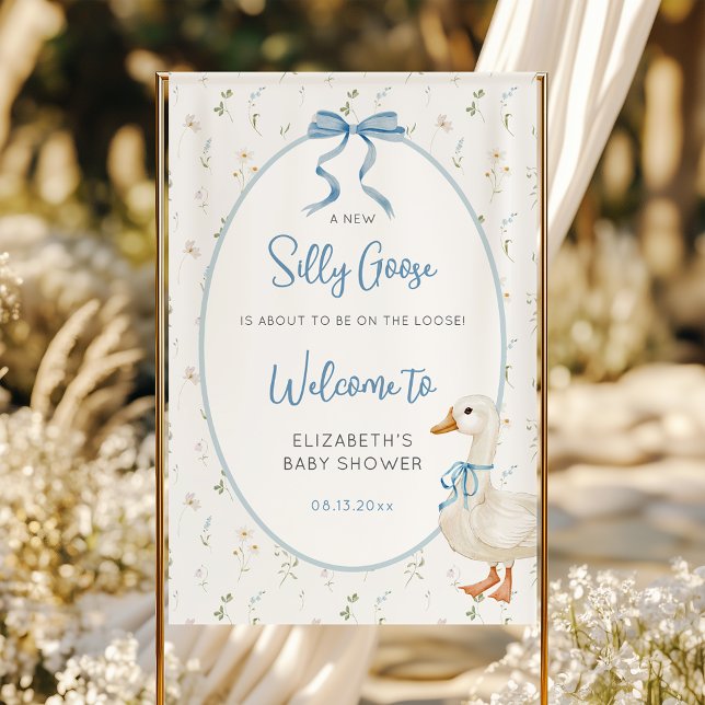 Banderoles Baby shower floral soyeux de Bow bleu oie (Créateur téléchargé)