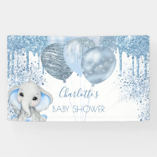 Banderoles Baby shower garçon bleu parties scintillant élépha