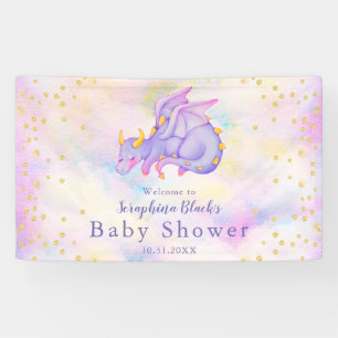 Banderoles Baby shower Girl Pastel Purple Dragon