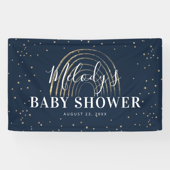 Banderoles Baby shower Gold Star & Rainbow (Horizontal)