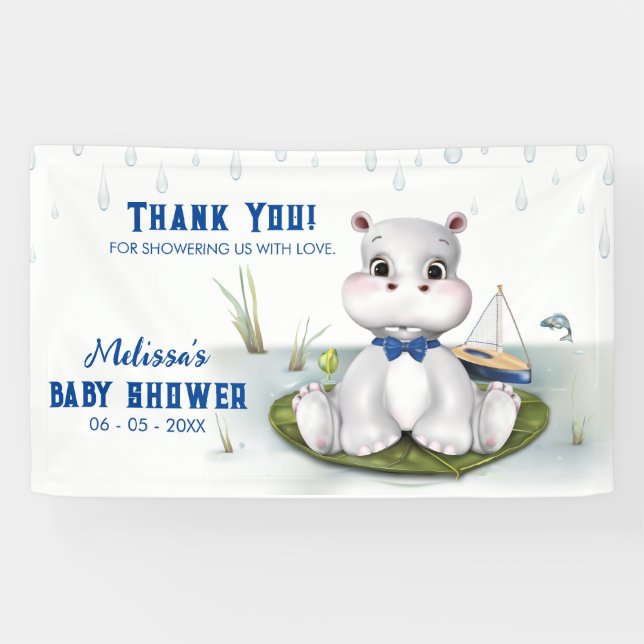 Banderoles Baby shower hippo (Horizontal)