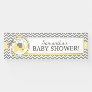 Banderoles Baby shower jaune de Chevron de garçon d'éléphant
