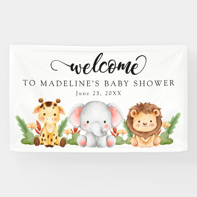 Banderoles Baby shower Jungle Safari Bienvenue (Horizontal)