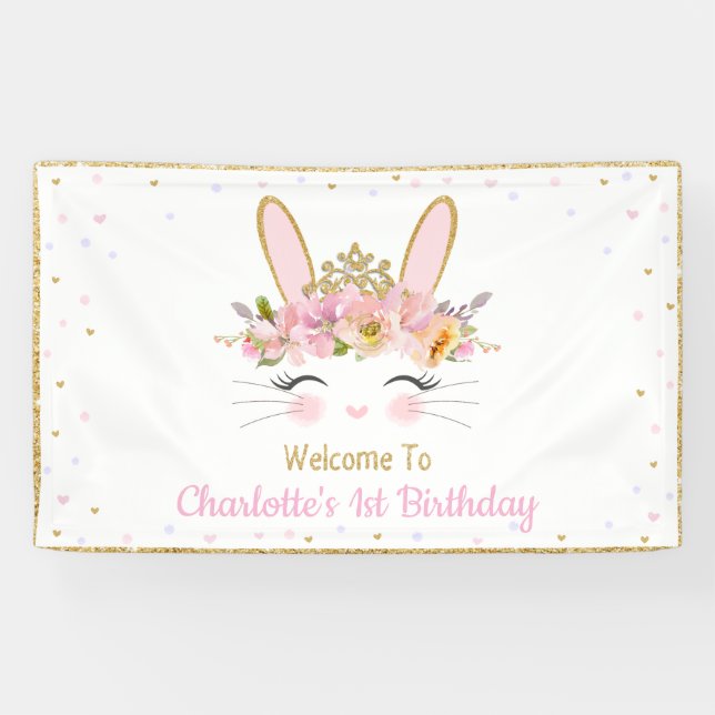 Banderoles Baby shower lapin mignon Anniversaire Retour Retou (Horizontal)
