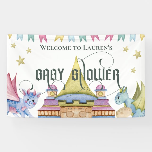 Banderoles Baby shower magique Fairytale Dragon (Horizontal)
