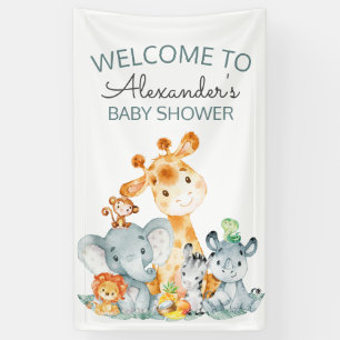Banderoles Baby shower mignon de jungle de safari d'aquarelle