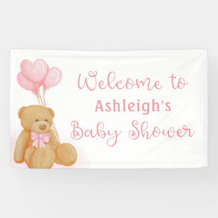 Banderoles Baby shower mignon Ours Teddy Ballons Coeur Rose
