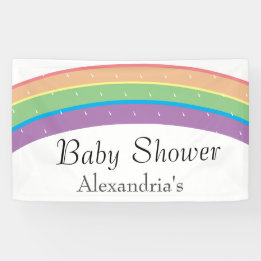 Banderoles Baby shower moderne arc-en-ciel neutre