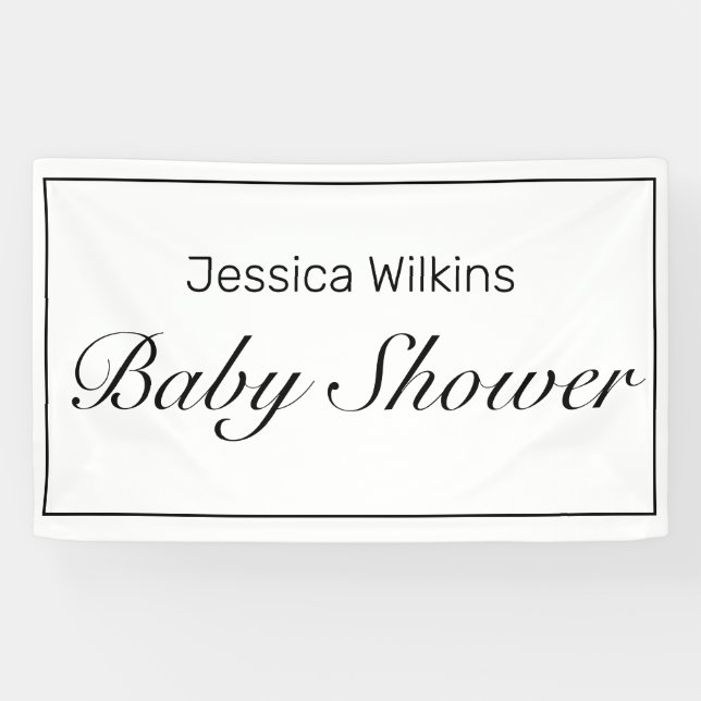 Banderoles Baby shower moderne minimaliste noir blanc (Horizontal)