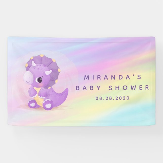 Banderoles Baby shower mou Dinosaur Pastel (Horizontal)