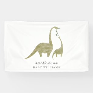 Banderoles Baby shower neutre maman et bébé dinosaure