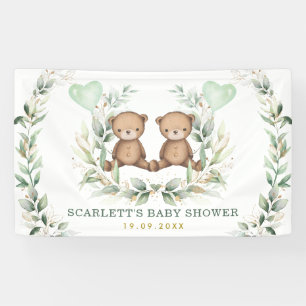 Banderoles Baby shower Nounours verdoyant Gold Twin