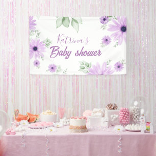 Banderoles Baby shower personnalisé de fleurs d'aquarelle vio