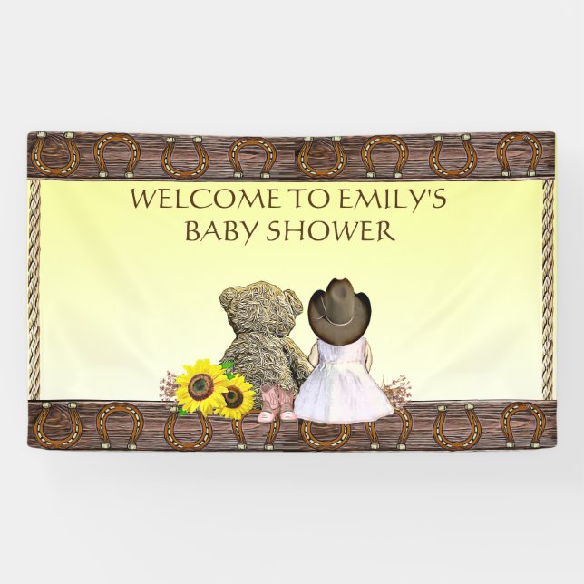 Banderoles Baby shower personnalisé Lil' jaune (Horizontal)