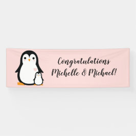 Banderoles Baby shower Pingouin mignon fille rose