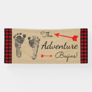 Banderoles Baby shower Plaid de bison de bûcheron