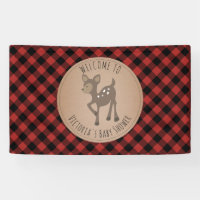 Baby shower Plaid Deer Buffalo Bienvenue