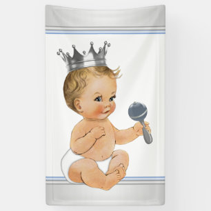 Banderoles Baby Shower Prince Bleu Argent