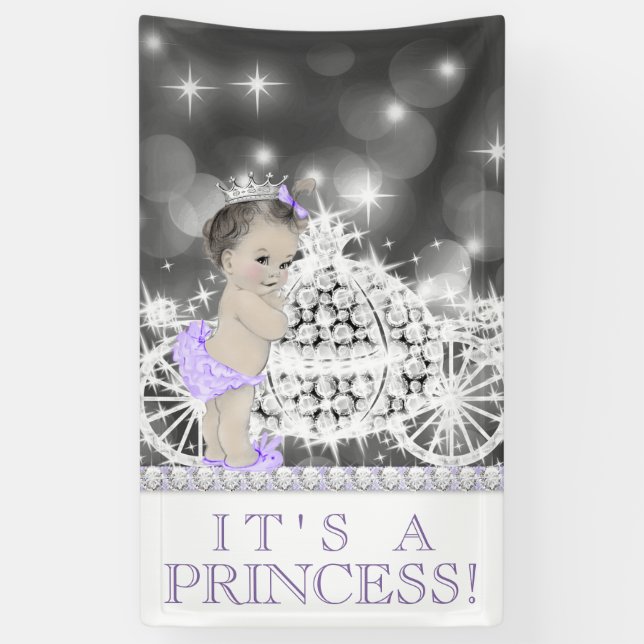 Banderoles Baby shower Princesse violette (Vertical)