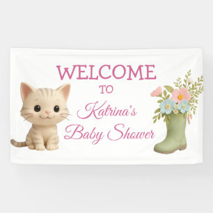 Banderoles Baby shower Purr-fect bébé fille chaton