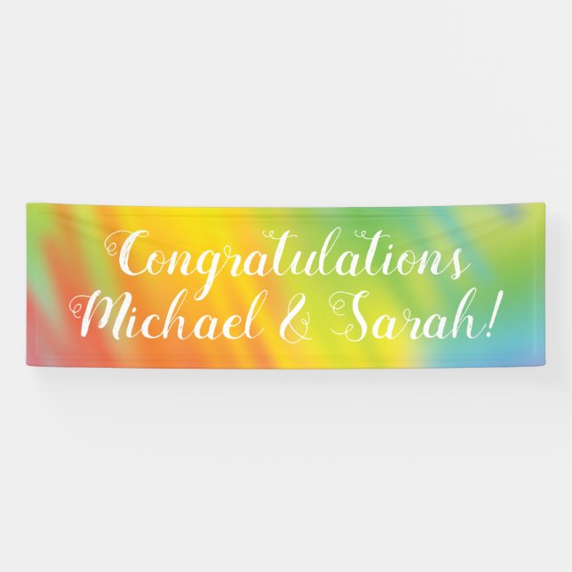 Banderoles Baby shower Rainbow Tie Dye (Horizontal)